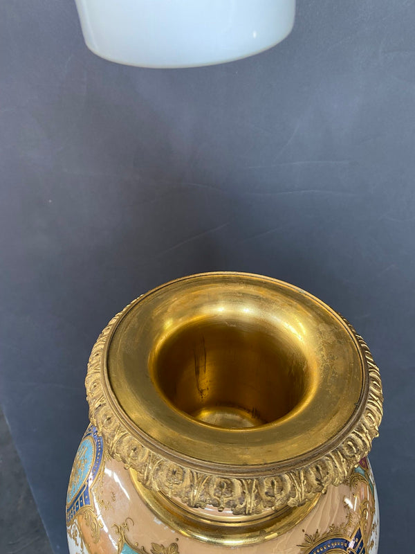 French Sèvres Gilt-Bronze Mounted Porcelain Urn