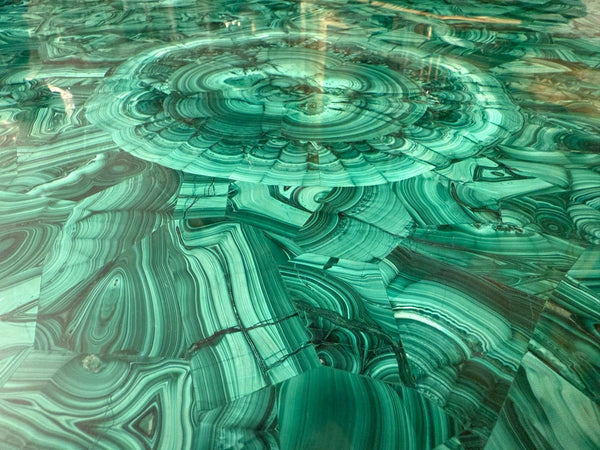 Late 19th Century Italian Carved Wood Base & Malachite Top Center Table