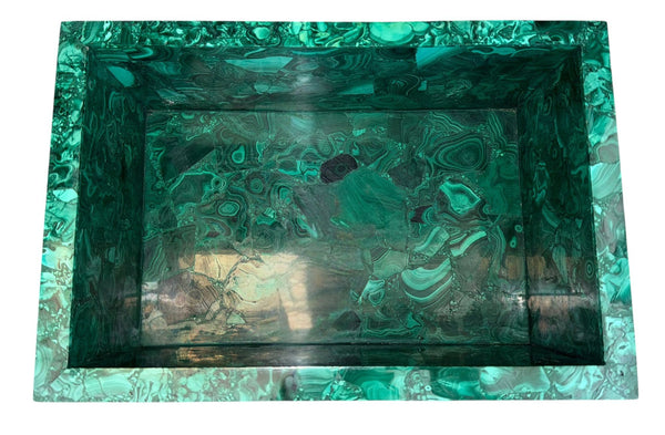 Large Italian Malachite Lidded Decorative Box on Ball Feet. 20th Century.