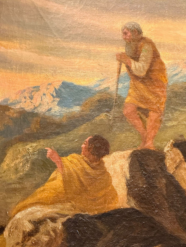 Eugene Califano Allegorical Scene with Classical Ruins Oil on Canvas. 20th C.