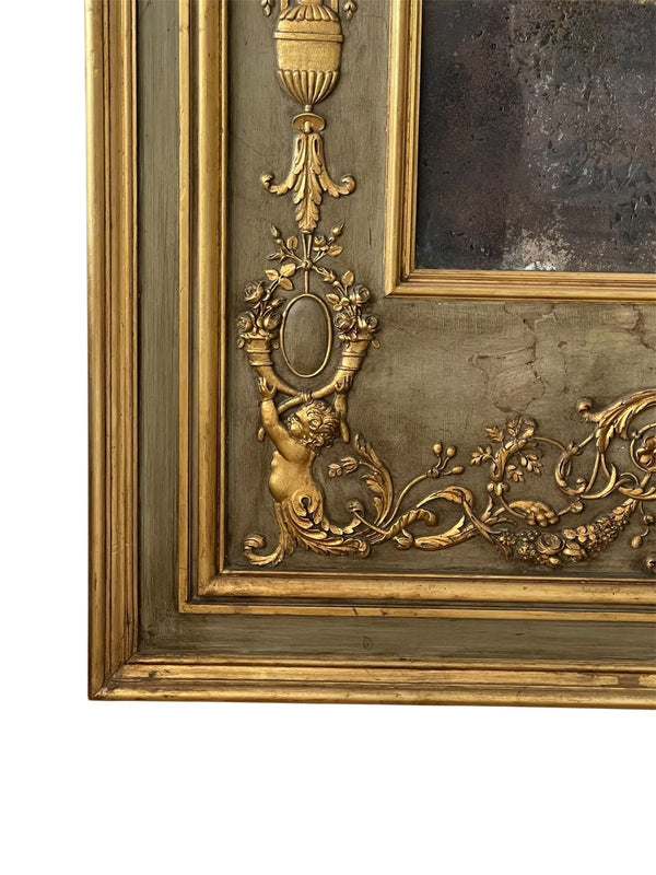 Pair of Monumental French Gilt and Painted Mirrors, Late 19th Century.