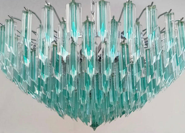 Vintage Aquamarine Quadrieri Murano Glass Chandelier. Italy, 1960's.