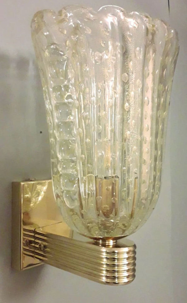 Set of Six Gold Bollicine Murano Sconces by Barovier e Toso. Italy, 1950's.