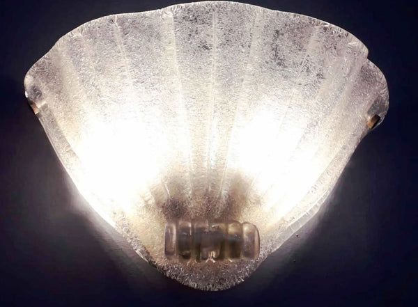 Pair of Italian Graniglia Murano Glass Uplight Sconces with Gold Flecks. 1960's.