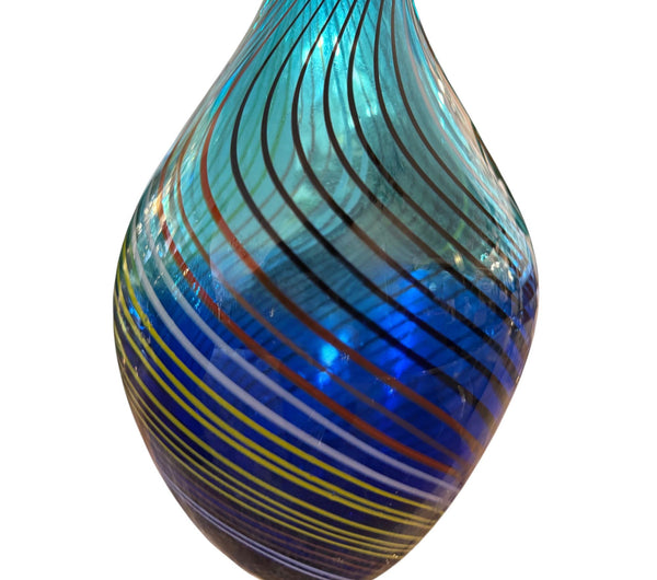 Pair of Fratelli Toso Murano Swirl Glass Long-Neck Vases, Mid-20th Century.