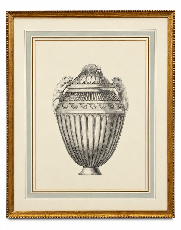 Set of Six Neoclassical Style Etchings After Carlo Antonini. Italy, 20th Century