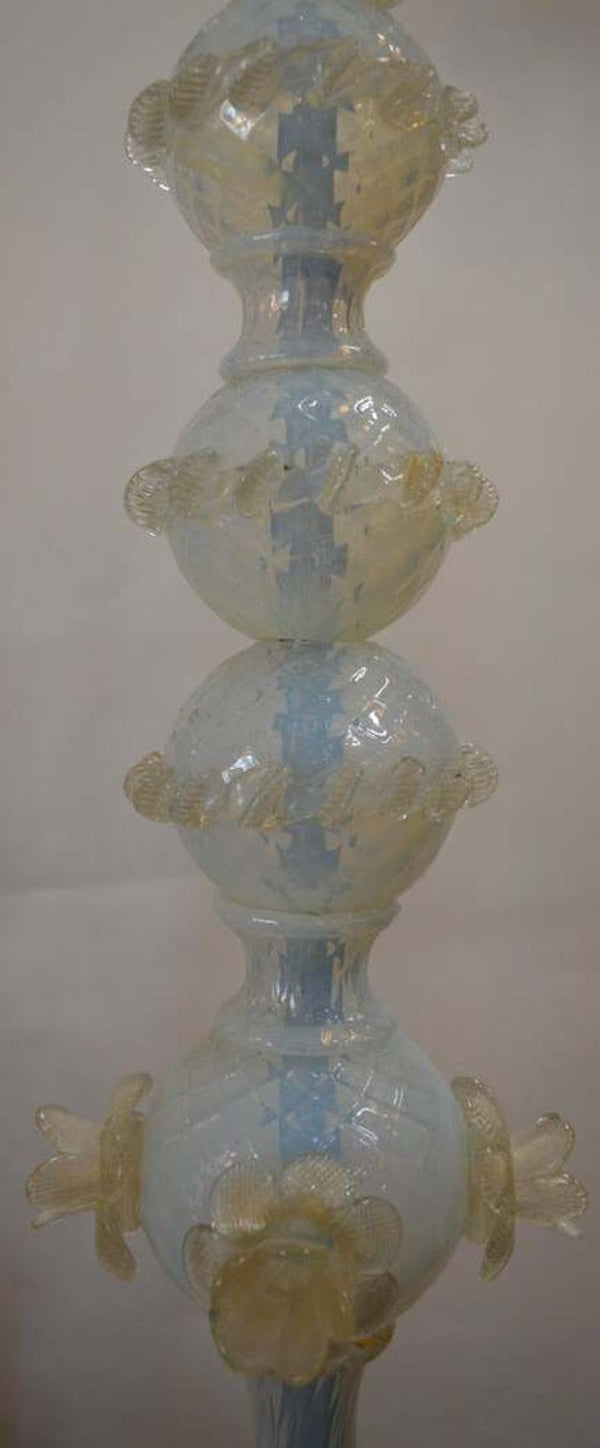 Vintage Italian Opaline Murano Glass Floor Lamp, c. 1970's