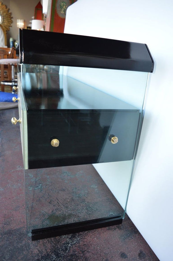 Italian Black Lacquer Console with Parchment