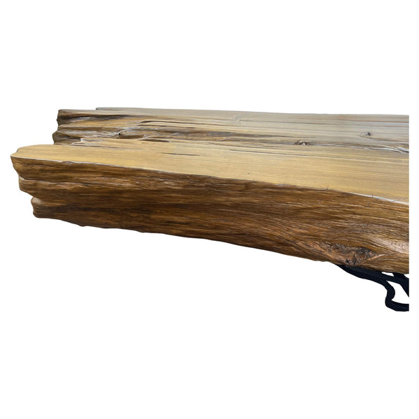 Majestic Cypress Tree Log Console with Sculptural Steel Base. Labeled PMC #35.