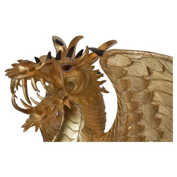 Fascinating Oversized Hand-Carved Giltwood Dragon Sculpture