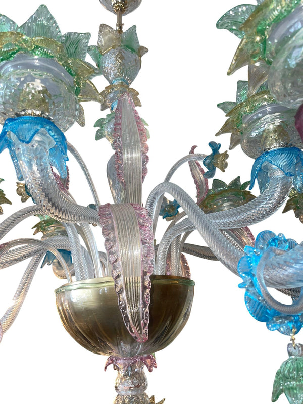 Italian Murano Glass Multi-Color Floral Chandelier