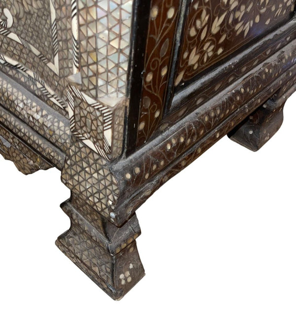 Late 19th Syrian Inlaid Pearl Serpentine Chest Dedicated to Prince Selim Daouk