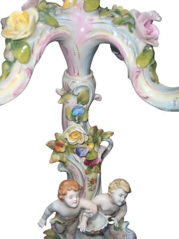 Pair of Meissen Style Porcelain Five-Arm Candelabras. Germany, 20th century.