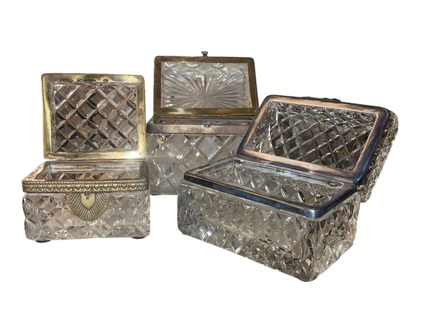 Set of Three Baccarat Cut Crystal Jewelry Boxes, Late 19th Century.