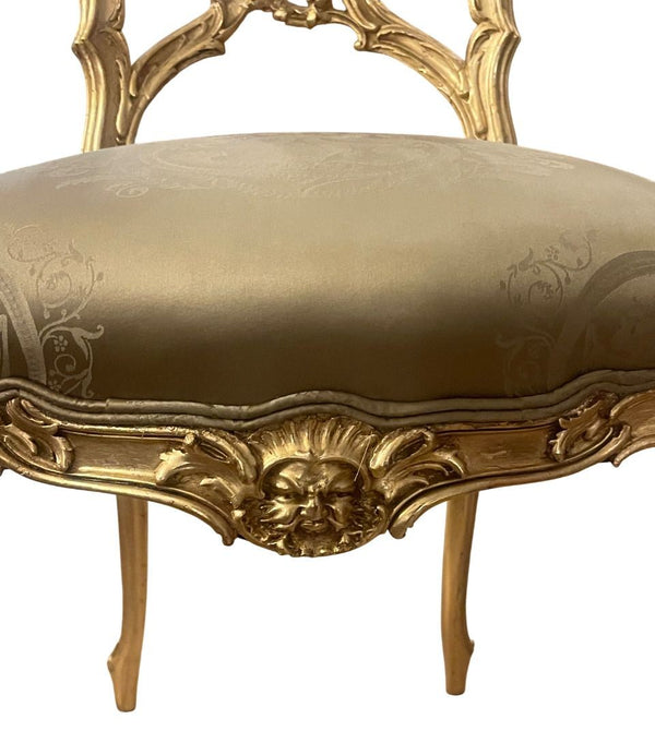 19th Century French Hand-Carved Gilded Chair