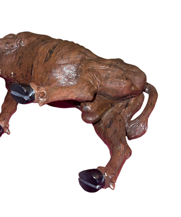 Manfred Gettman Attrib. Brown & Black Obsidian Bull Sculpture. Germany, 20th C.