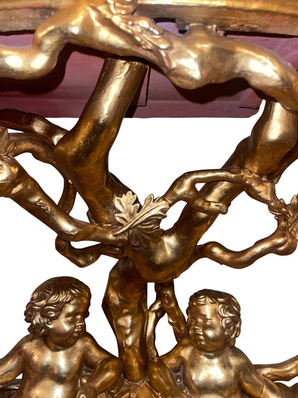 Italian Early 19th Century Giltwood Mirror and Console Table, Tuscany.