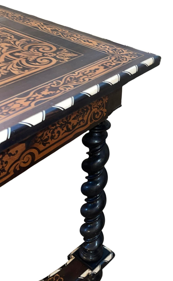 Italian Mid-19th Century Inlaid, Ebony and Bone Table