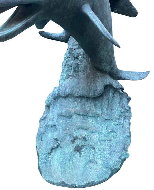 Monumental American Bronze Four-Dolphin Fountain Sculpture. Late 20th Century.