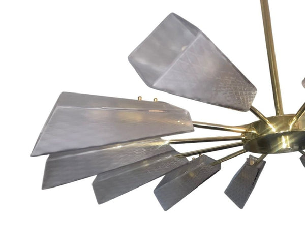 Ventilatore Style Chandelier with Murano Glass Tiles, Italy, 1980's.