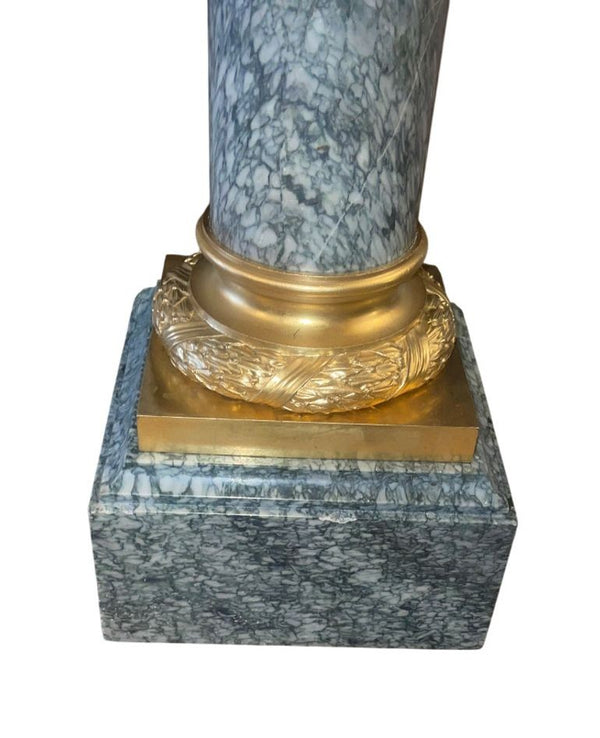 19th Century French Gilt Bronze-Mounted Pedestal with Rare Green Marble.