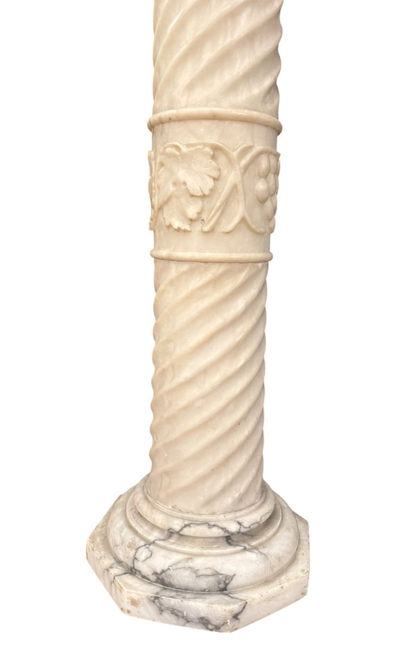 Italian Alabaster Female Bather Lamp with Pedestal. Early 20th Century.