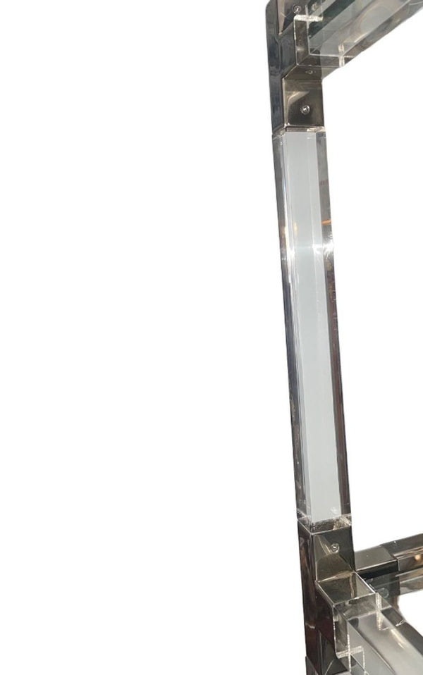 Pair Large Acrylic Etageres in the Style of Charles Hollis Jones. U.S.A. 1970's