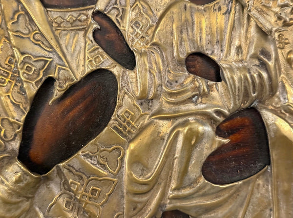 Russian Oklad Icon of the Tikhvin Mother of God. Late 19th Century.