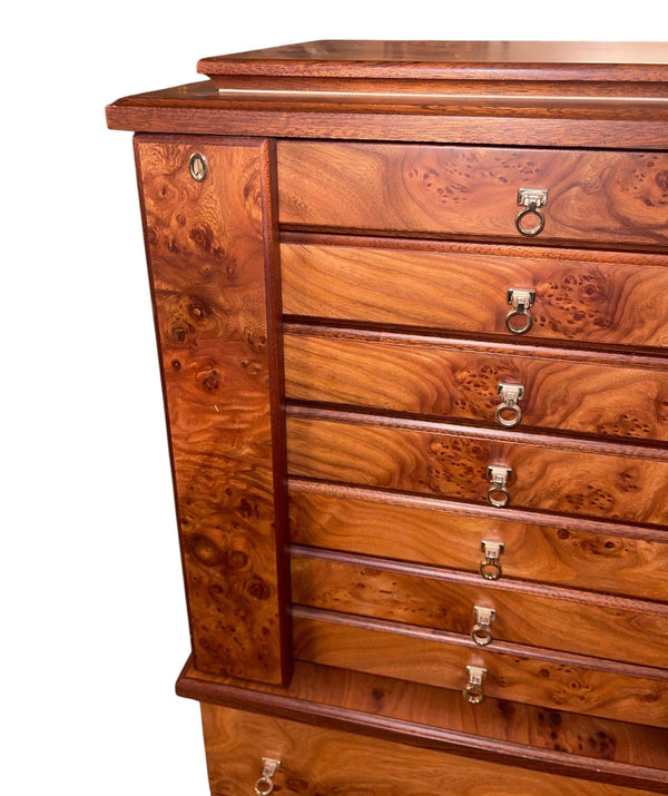 Agresti Lo Scrigno Briar & Mahogany Jewelry Armoire. Italy, 21st Century.