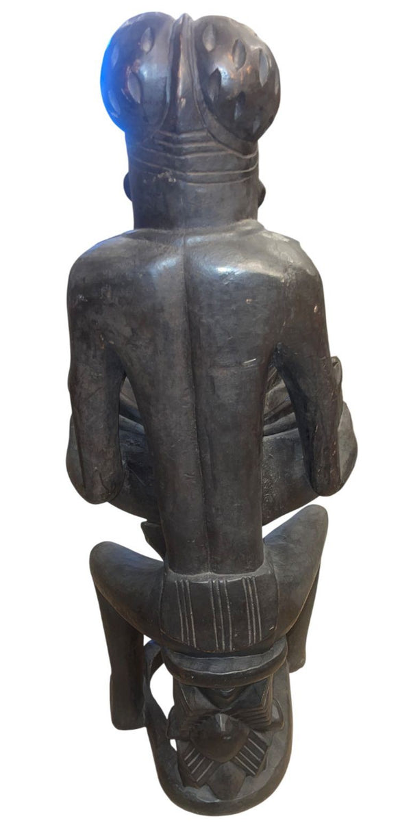 Monumental Yoruba Figural Ritual Vessel, Nigeria, Mid-20th Century