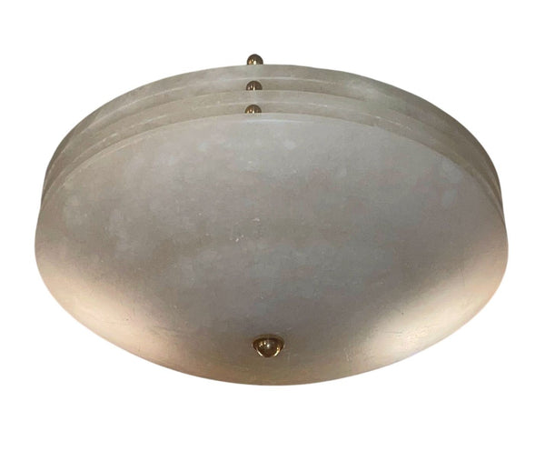 Set of Three Alabaster Flush Mount Ceiling Lights. U.S.A. Mid-20th Century.