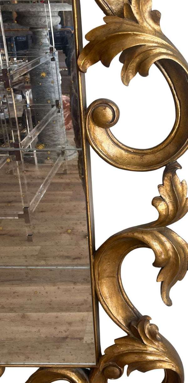 Large Rococo-Style Mirror w/ Gold Frame & Antiqued Mirror. USA, 21st Century