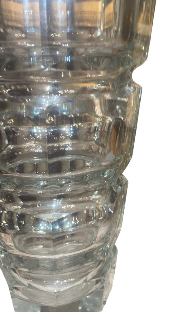 Set of 3 Art Deco Cut Crystal Vases in the Manner of Josef Hoffmann for Moser.