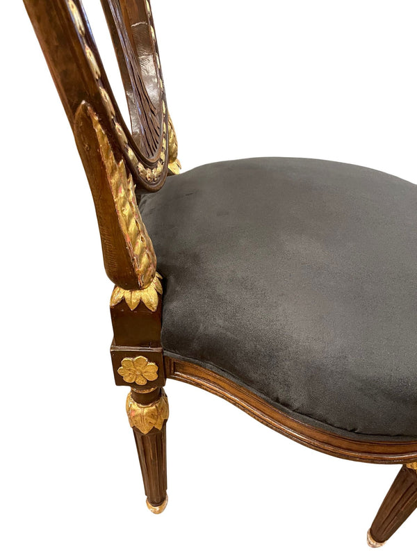 Early 19th Century Pair of Russian Neoclassical Parcel-Gilt Side Chairs