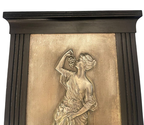Late 19th Century Pair of Italian Silver Plate Relief Plaques Classical Maidens