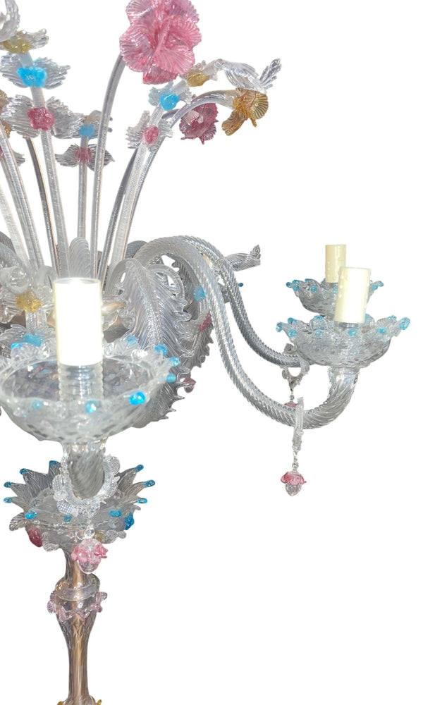 Venetian Murano Glass Floral Floor Lamp, Multicolor, Italy, 1950's.