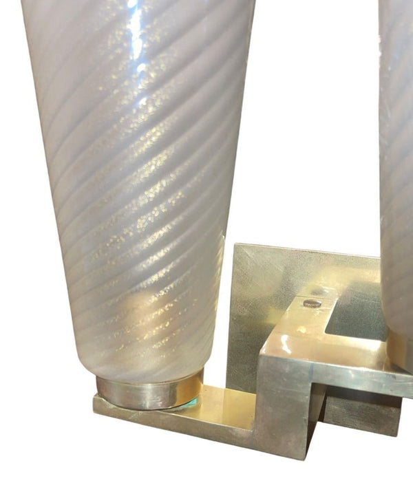 Set of Four Limited Edition Murano Glass and Brass Sconces. Italy, 1990's.