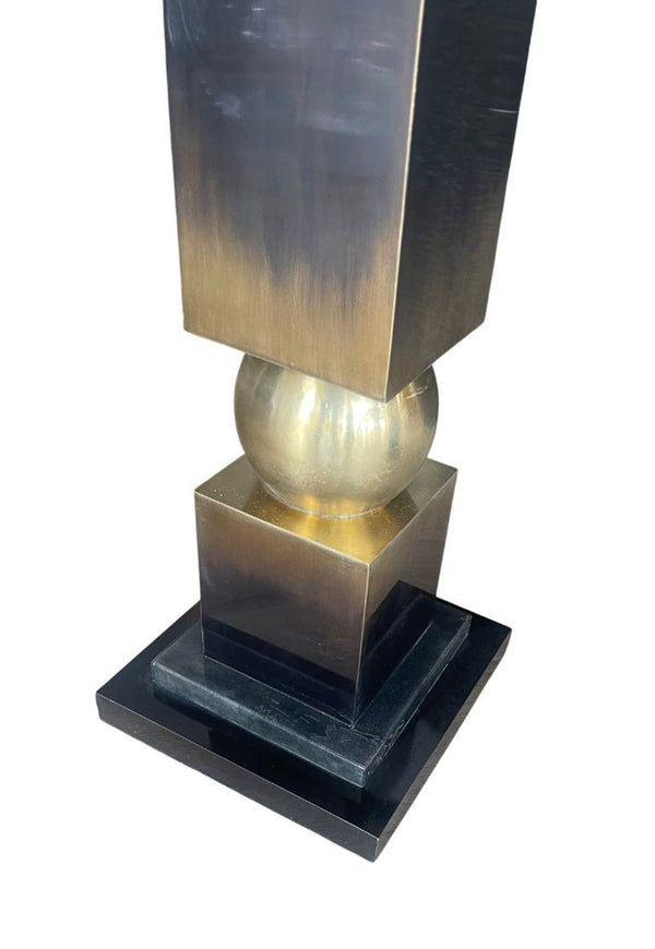 Pair of Italian Modern Two-Tone Parchment, Resin & Metal Side Tables. 1980's.