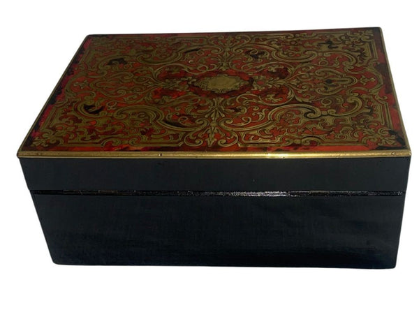 French Mid-19th Century Boulle Jewelry Box with Mirror and Perfume Bottle.