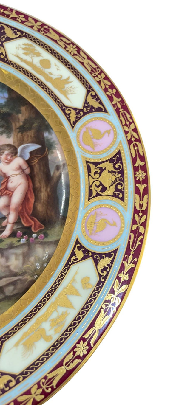 Pair of 19th Century Royal Vienna Hand-Painted Porcelain Plates