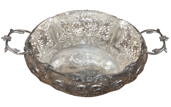Damar 925 Sterling Silver Centerpiece Basket Bowl. Turkey, Late 20th Century.