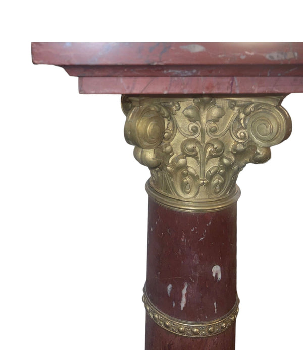 19th Century French Rouge Griotte Marble & Ormolu Pedestal Column