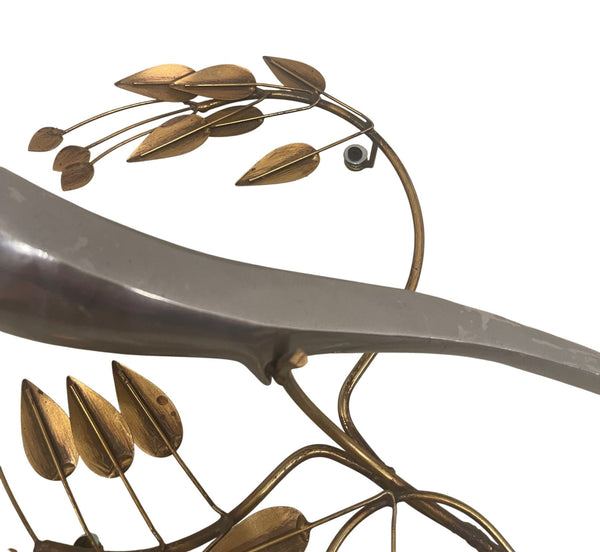 Pair Curtis Jere Brass & Chrome Bird Wall Sculptures, 1980.