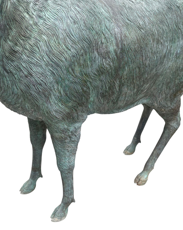 Pair of Monumental Bronze Stag and Doe Sculptures by Lake Geneva Studios