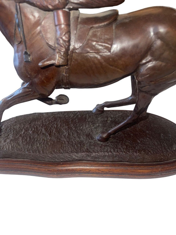 English Bronze Racehorse Sculpture Signed by Gill Parker 1984.