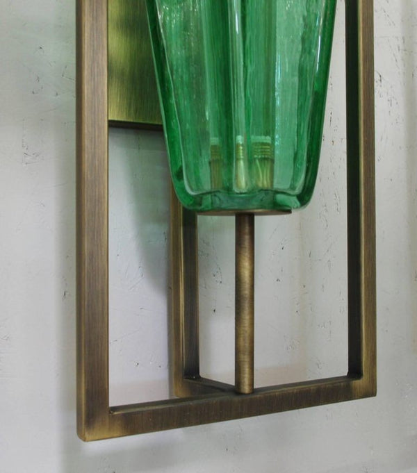 Set of Four Limited Edition Italian Emerald Green Sconces, 21st Century