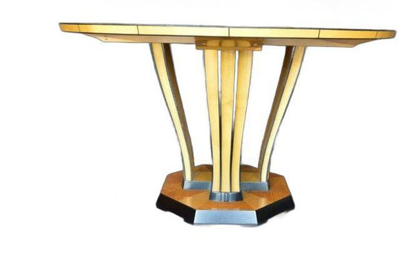 Italian Art Deco Inlaid Satinwood and Ebonized Round Table, circa 1930's.