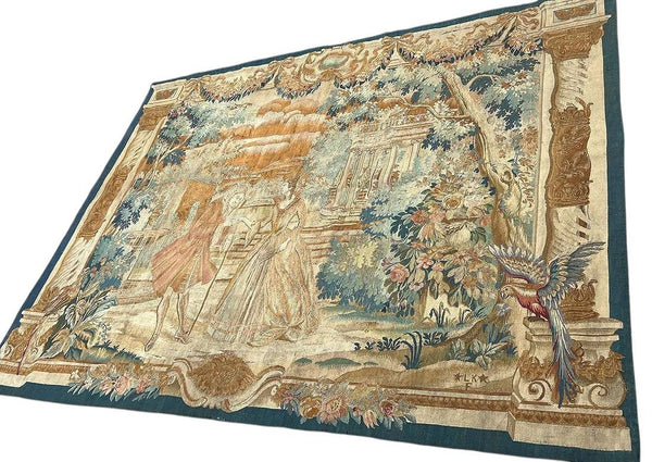Late 19th Century Verdure Wool Tapestry Signed L.K.F. (Lorentz Kleiser).