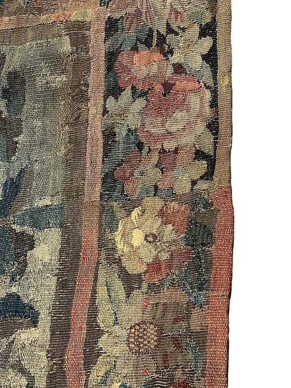 18th Century Franco-Flemish Verdure Tapestry with Bird in Flowering Landscape