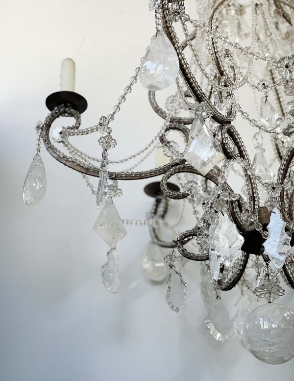 Venetian Rock Crystal Beaded Chandelier, Italy, c. 1950's